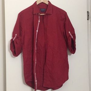 Zara Man Red Button-Down Shirt